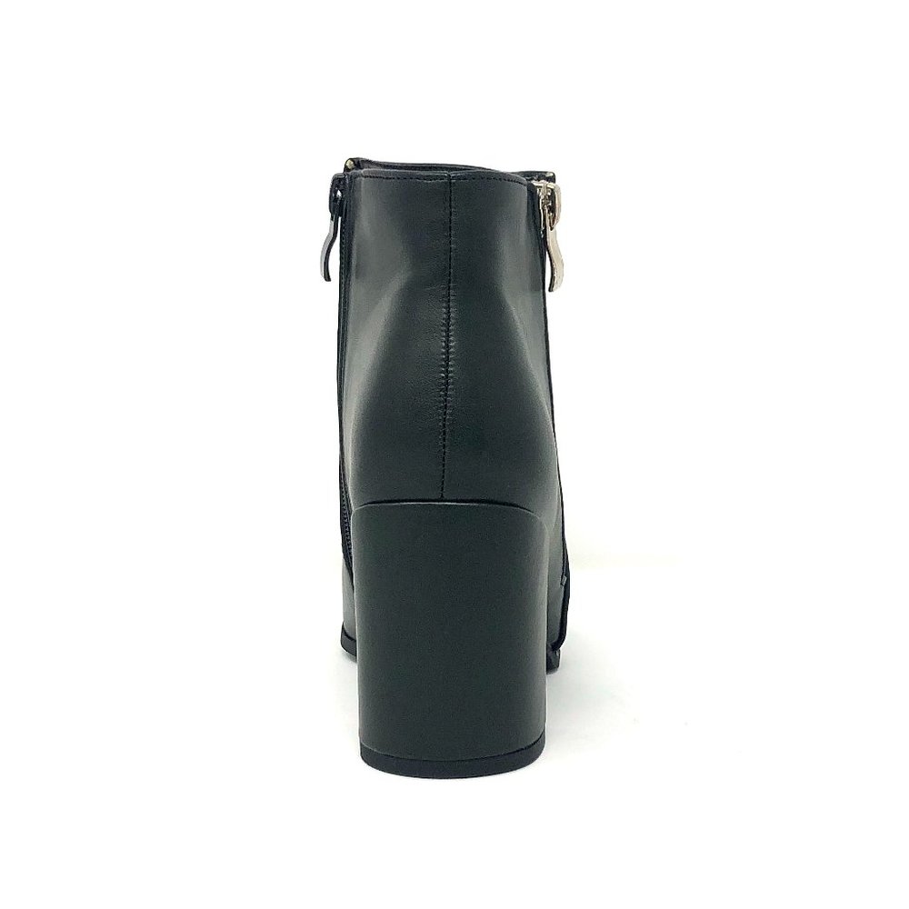 Black Vegan Leather Zipper Ankle Boots - Picture 9 of 10